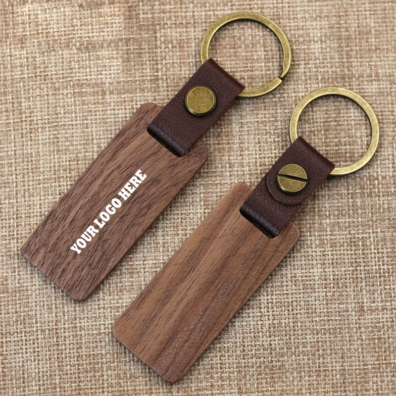 Black Walnut Wood Key Chain Pendant MOQ 100PCS