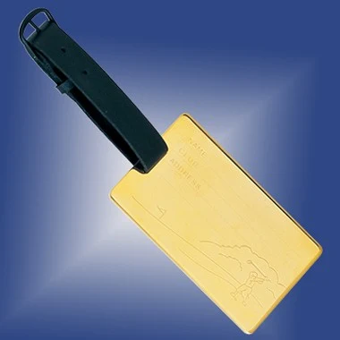 GOLD PLATED LUGGAGE TAG W/ GOLF DESIGN 1