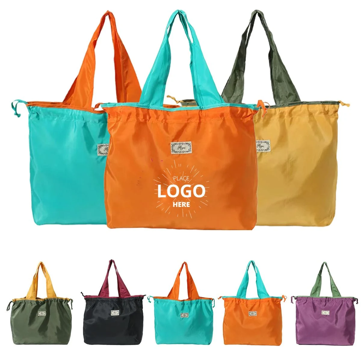 Foldable Eco-Friendly Tote Bags - Reusable Grocery Bag Set, custom tote bag with logo imprint 1