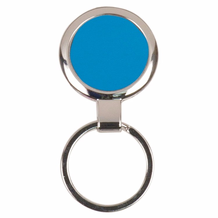Blue Round Engraved Key Ring