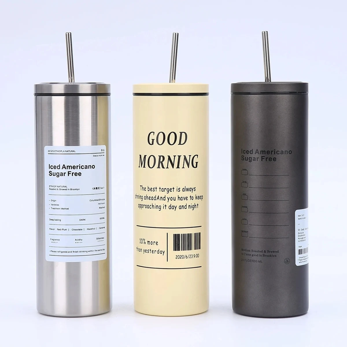 20 Oz. Double Wall Stainless Steel Vacuum Cup with Straw Lid 1