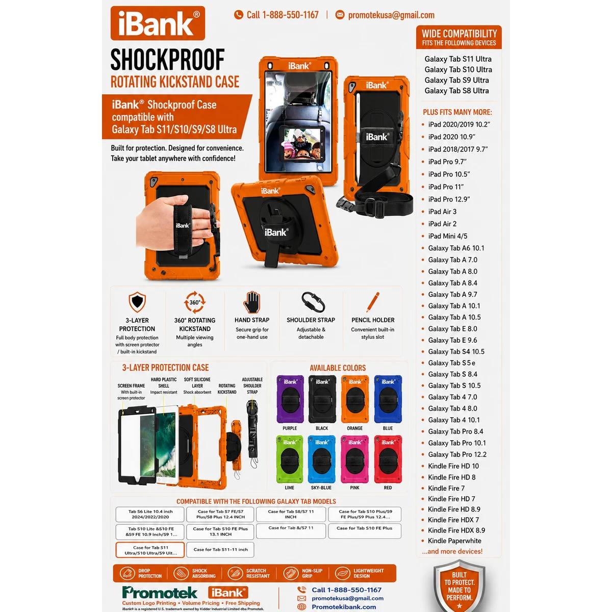 iBank ® Shockproof Case compatible with Galaxy Tab S11/S10/S9/S8 Ultra 1