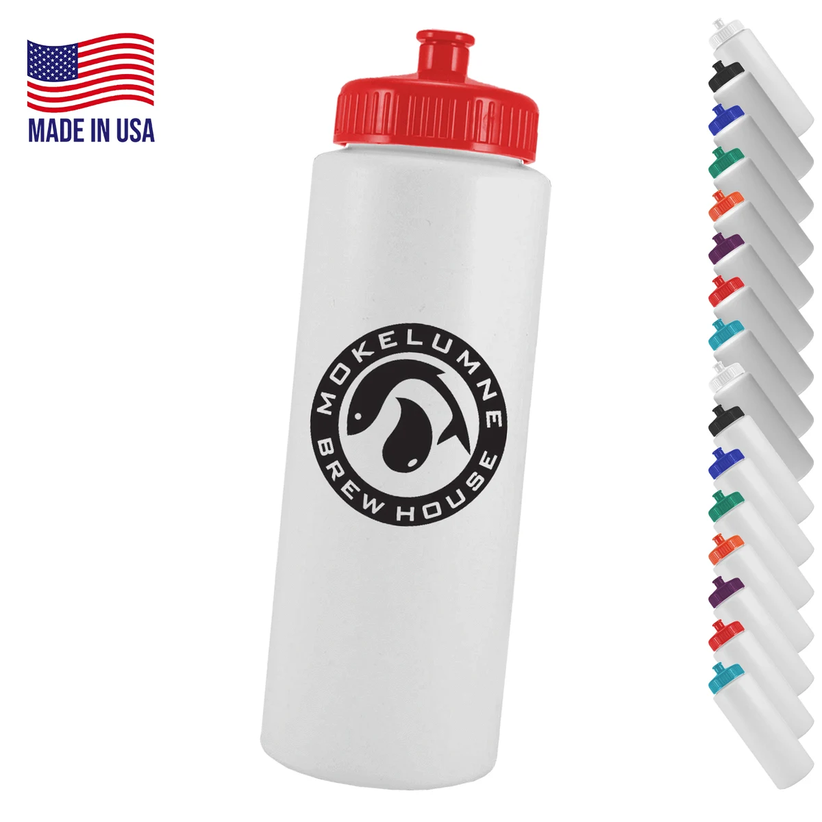 Sports Bottle USA made 32 oz plastic water bottle push spout 1