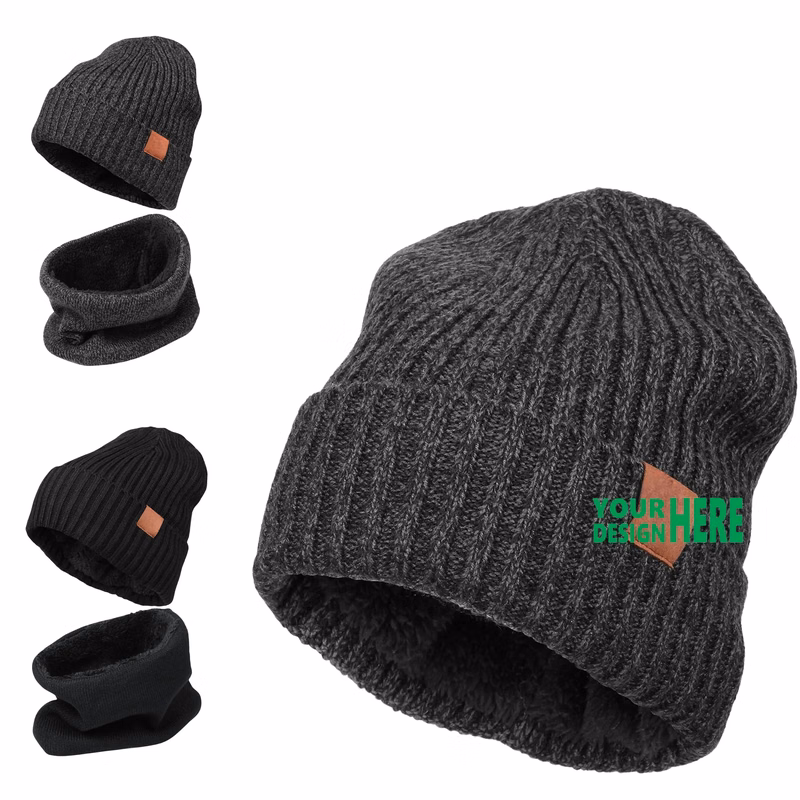 Premium Quality Men's Knit Hat Two-Piece Set Comfortable