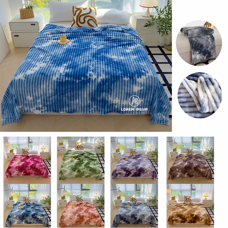 Faux Fur Tie-Dye Grey Bubble Rabbit Fluff Throw Blanket