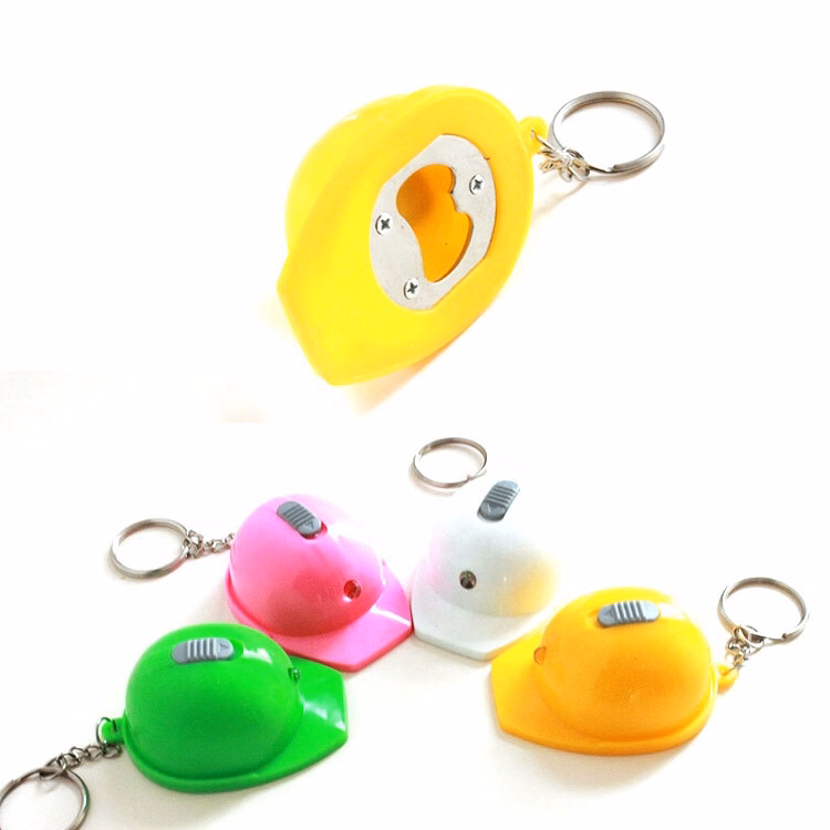 LED Hard Hat Bottle Opener W/Keychain