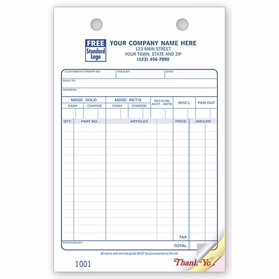 Auto supply register form, Large Classic
