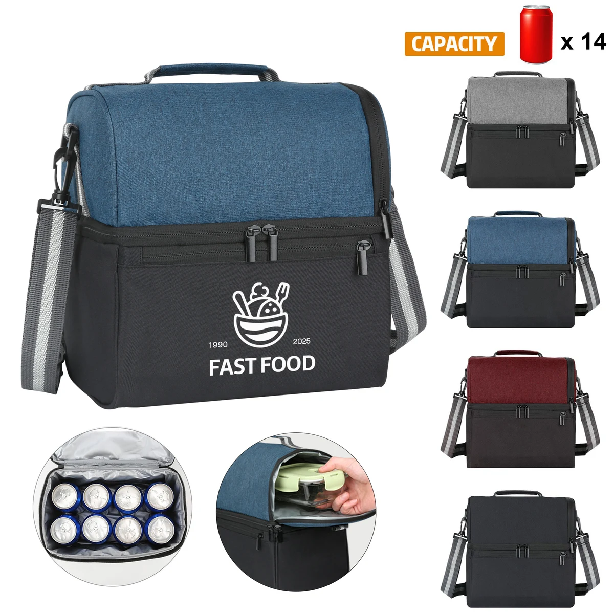 14 Can Dual Compartment Insulated Cooler Bag 1