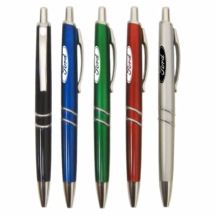 Union Printed "Roosevelt" Clicker Pen Colored Barrel w/ Silver Color Trim