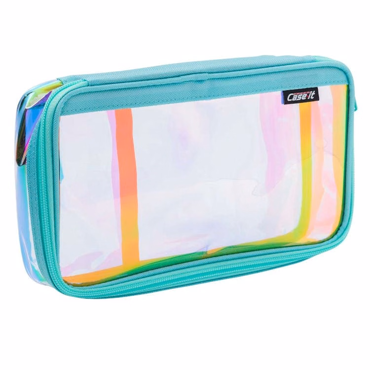Case-It Clear Case XL Pencil Pouch - Iridescent Mint