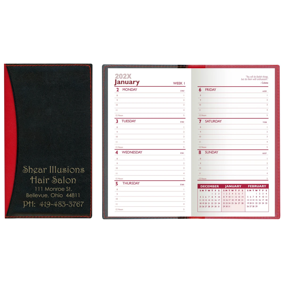 Soft Cover 2 Tone Vinyl Geneva Series Weekly Planner w/o Map / 1 Color 1