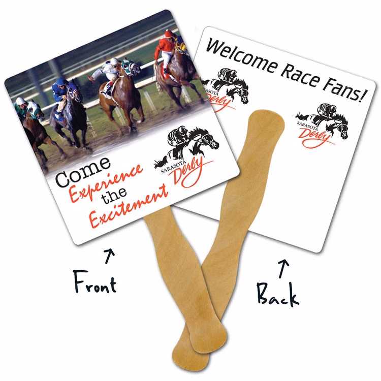 Mini Hand Fan - 5.25x5.25 Square Laminated - 14 pt.
