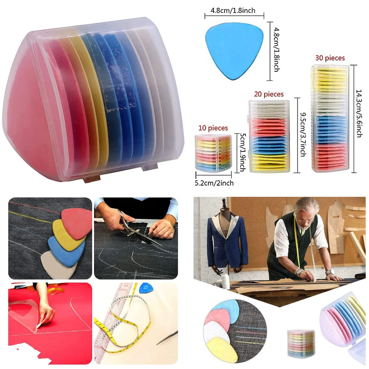 10 Pcs Triangle Tailors Chalk 1