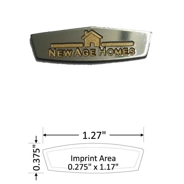 Oval 1.27" Polished Brass Etched Lapel Pin with Silver Color Fill - USA Made 1