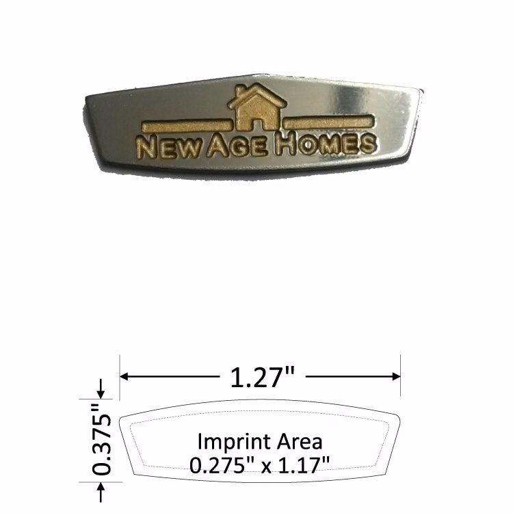 Oval 1.27" Polished Brass Etched Lapel Pin with Color Fill - USA Made