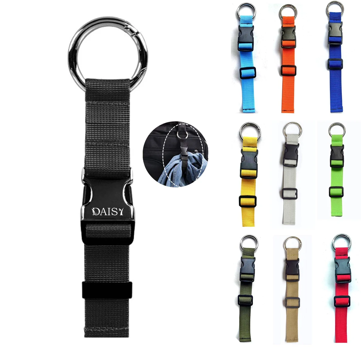 Adjustable Hands-Free Nylon Luggage Strap with Buckle Clip 1