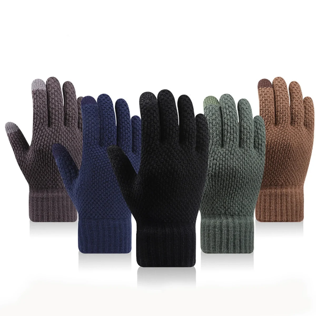 Custom Thickened Alpaca Wool Adult Gloves W/ 2 Finger Touch 1