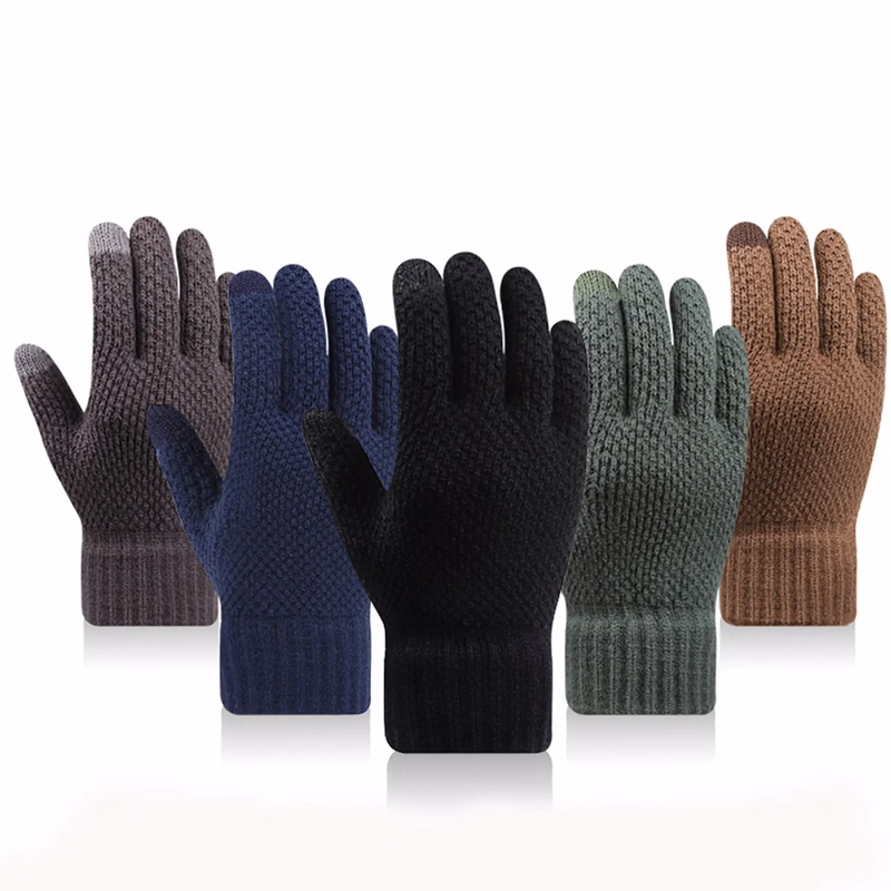 Custom Thickened Alpaca Wool Adult Gloves W/ 2 Finger Touch