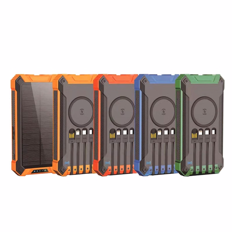 20000 mAh Solar Wireless Power Bank Charger with Cable