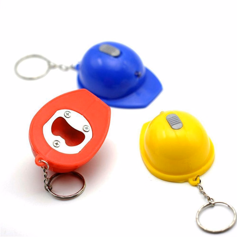 LED Safety Helmet Bottle Opener Keychain
