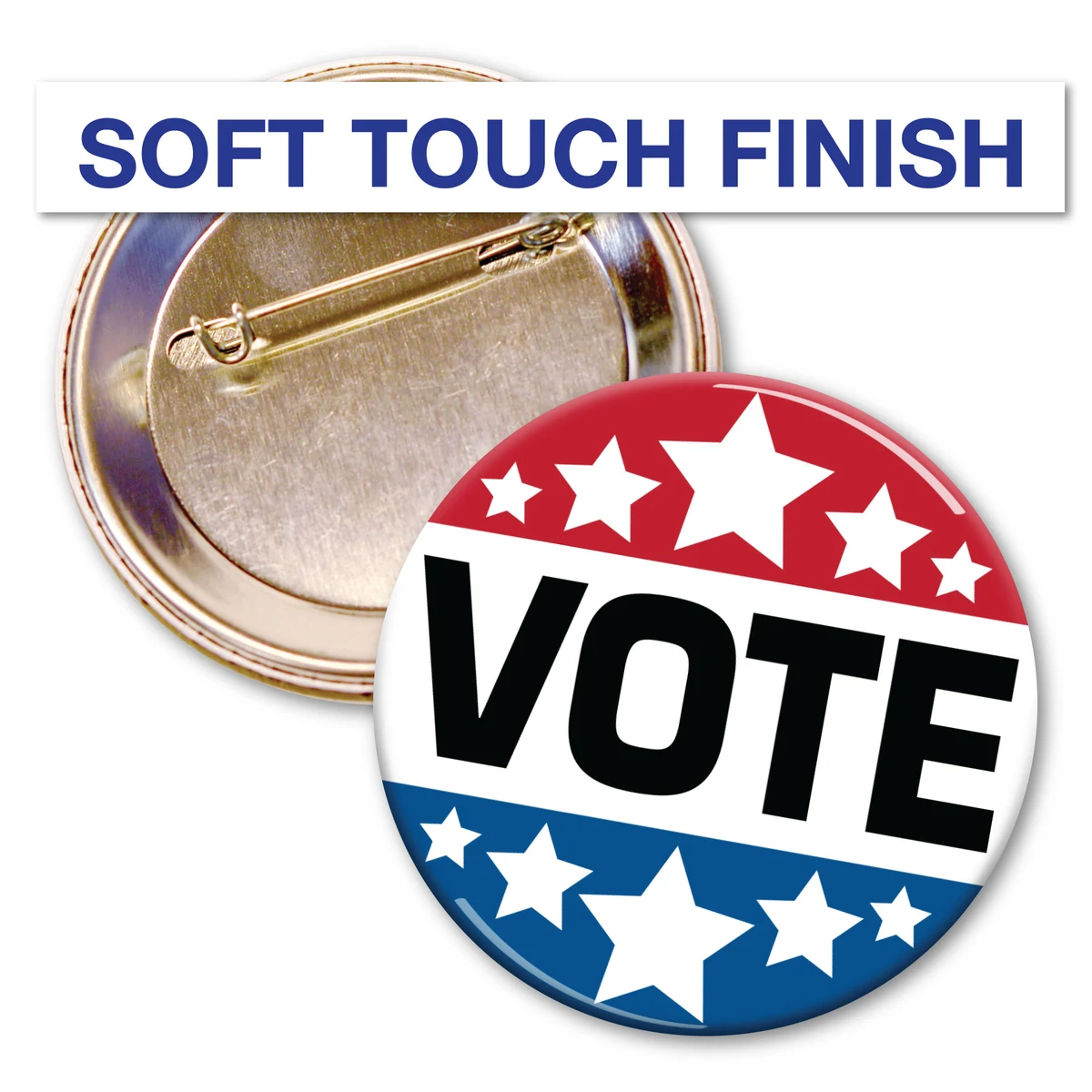 Soft Touch Circle Button - 3" - Pin Backed 1