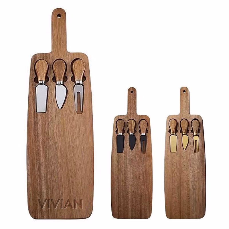 Wooden Cheese Tray Knife Set with Handle