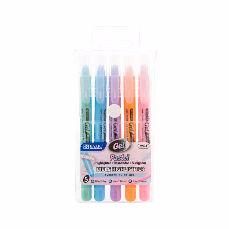 Gel Bible Highlighters - 5 Pastel Colors