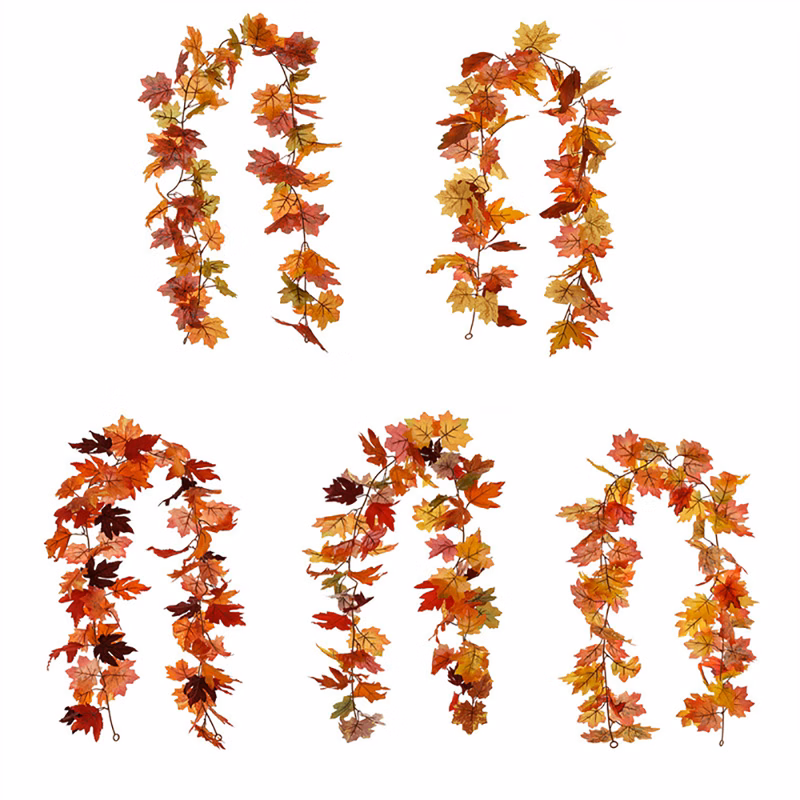 Thanksgiving Halloween Artificial Maple Leaf Rattan Hoop