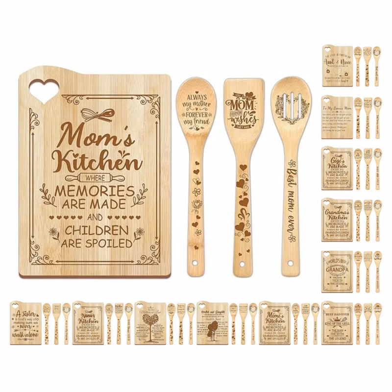 4 Piece Bamboo Chopping Board Set