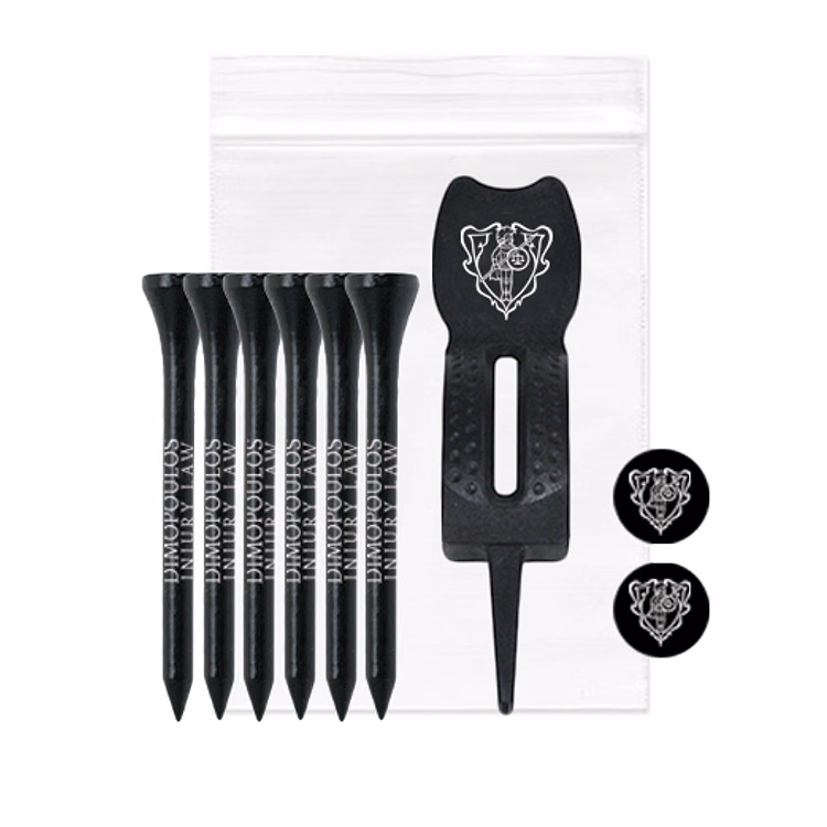 6 Tees, 2 Ball Markers and 1 Ergo Green Divot Tool
