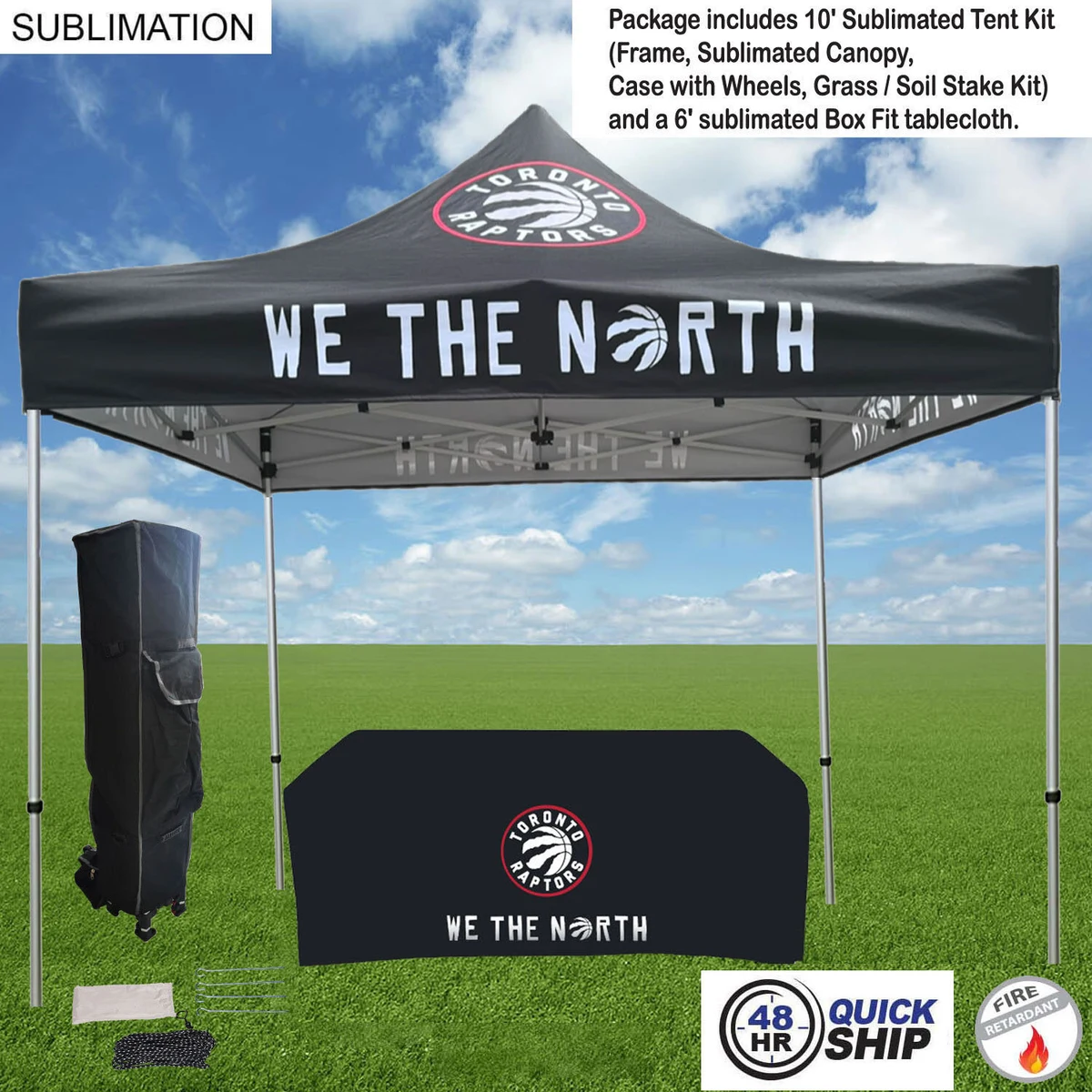 48Hr Quick Ship -Event Package, 10' Premium sublimated Tent Kit and 6' Sublimated Box Fit Tablecloth 1
