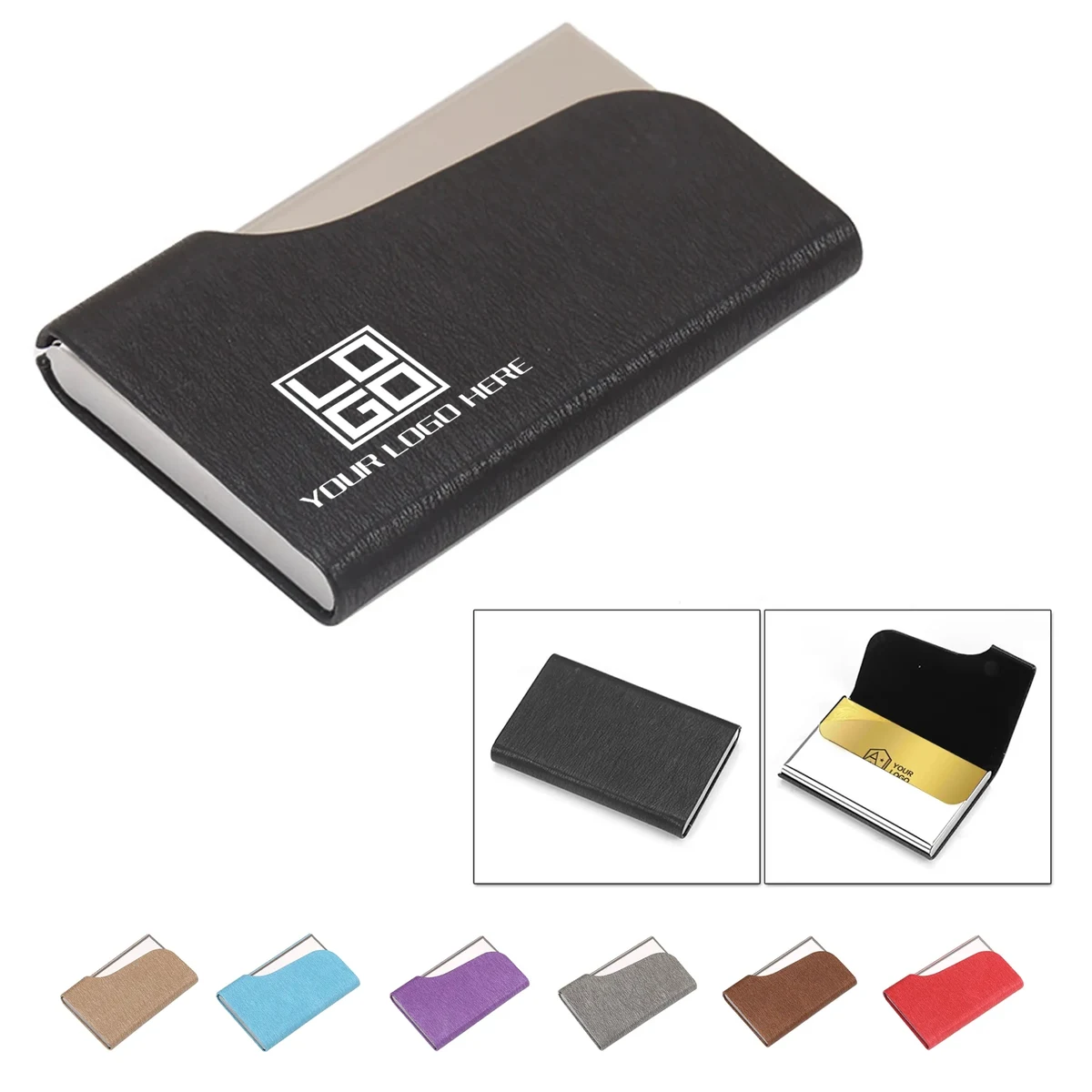 Unisex Pu Leather Business Box Stainless Steel Card Hol 1
