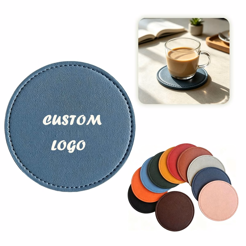 Round Pu Leather Coaster