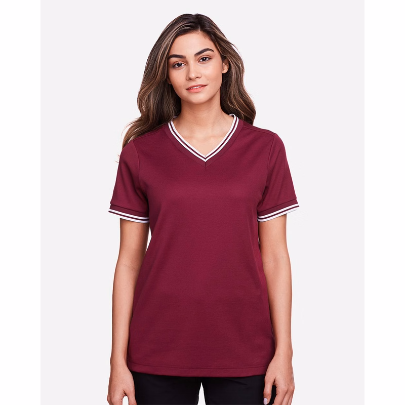Women's CrownLux Performance® Plaited Tipped V-Neck Shirt - DG20CW