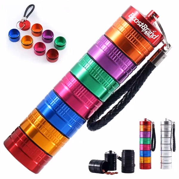 Custom Stackable Aluminum Pill Organizer Keychain — Portable Medication Management