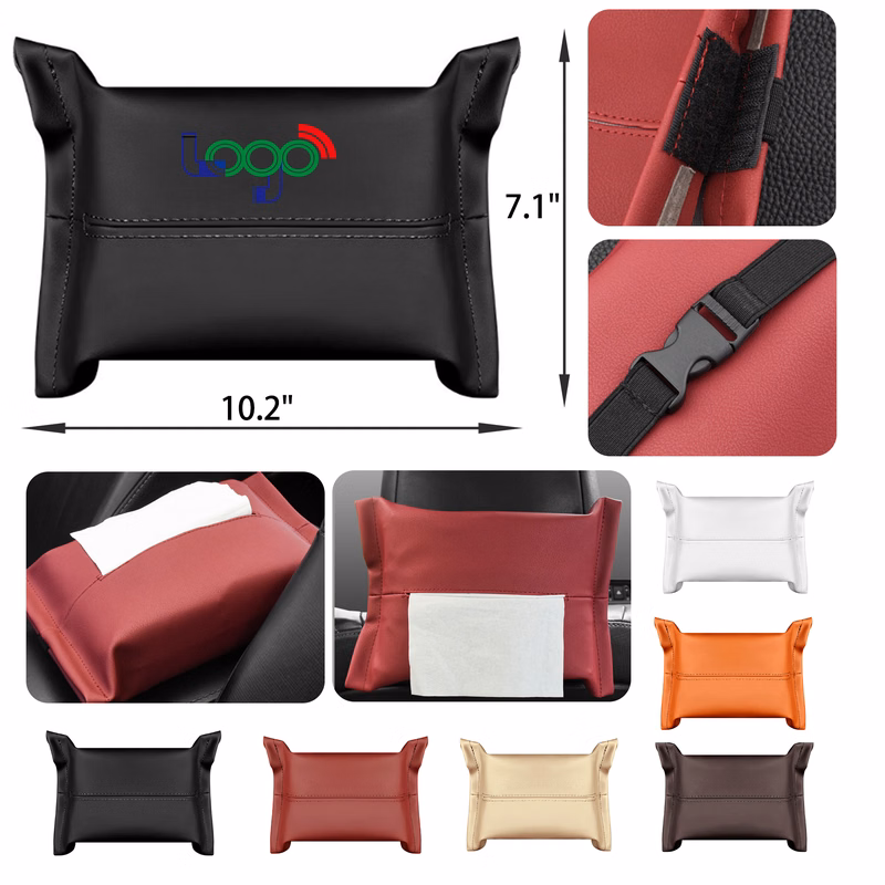 MOQ 50 PCS Stylish Leather Car Tissue Box