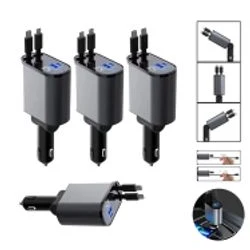 4 In 1 Retractable Car Charger USB Cable 1