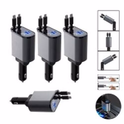4 In 1 Retractable Car Charger USB Cable