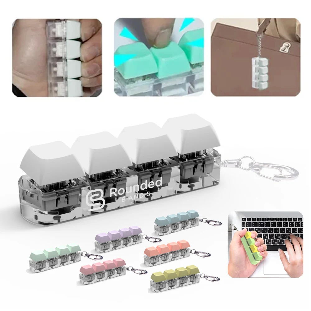 Single Row Four Button Decompression Toy Keychain With Light 1