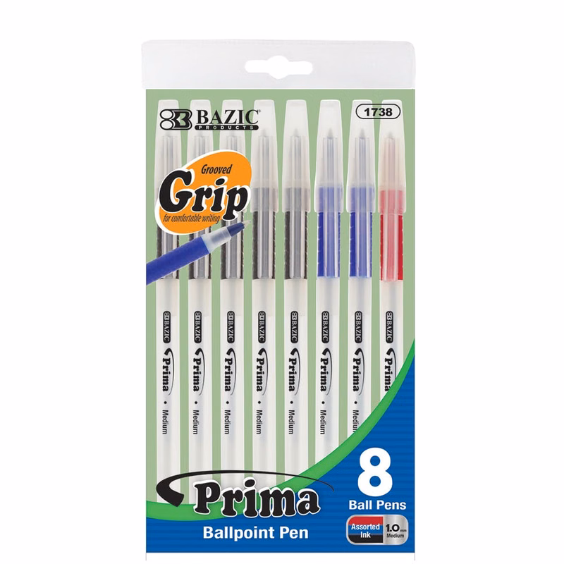 Ballpoint Pens - Assorted Inks Medium 8 Pack