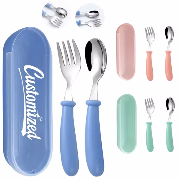 Custom 3-Piece Kids Utensil Set with Ergonomic Handles & Travel Case — Mealtime Giveaway