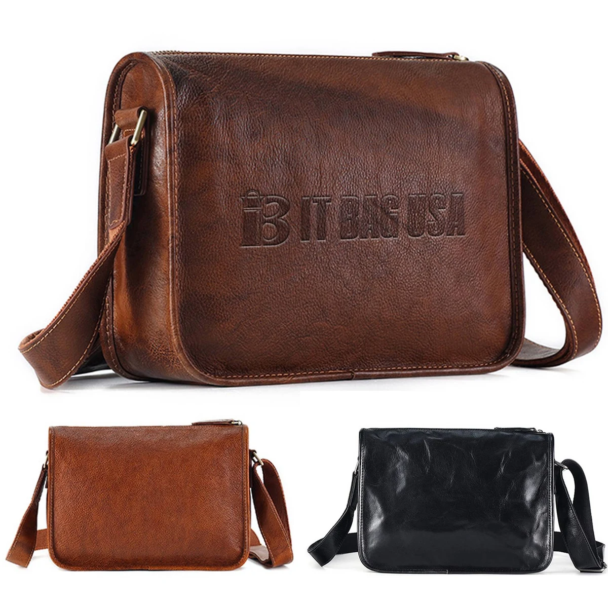 Premium Leather Messenger Tote Bag for Men 1
