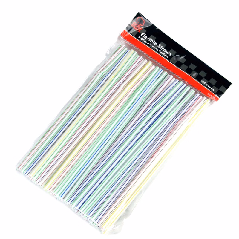 Flexible Plastic Straws - 100 Pack