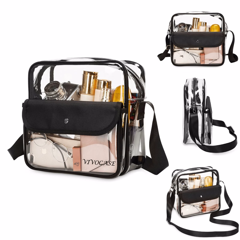 Women`s PVC Transparent Shoulder Bag Crossbody Bag with Strap