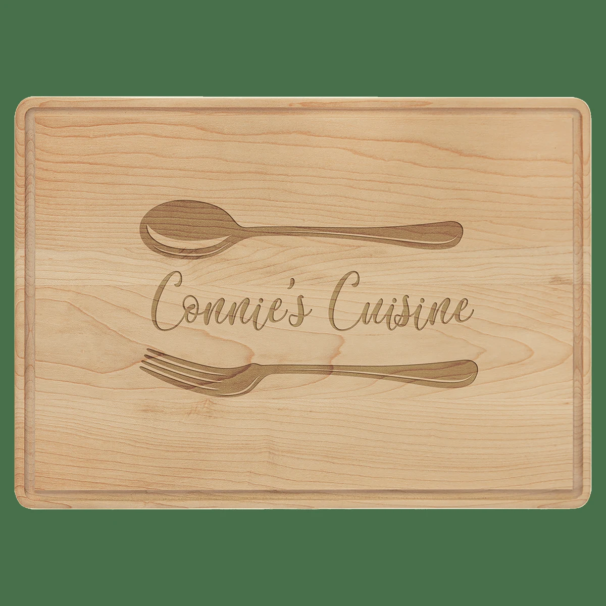 13 3/4" x 9 3/4" Multi Brown Maple Cutting Board with Drip Ring 1