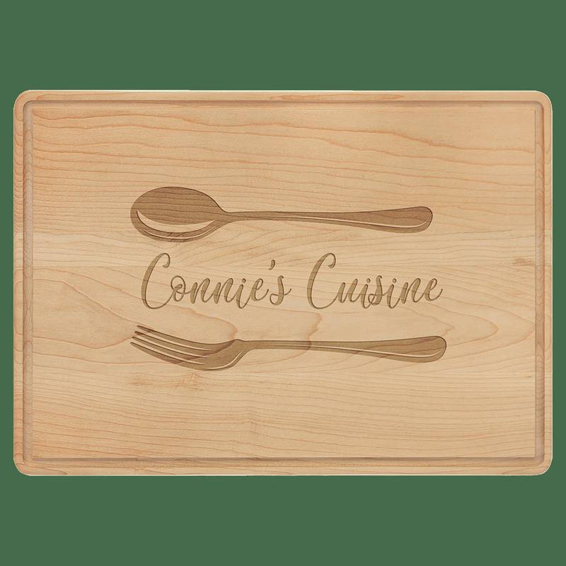 13 3/4" x 9 3/4" Multi Brown Maple Cutting Board with Drip Ring