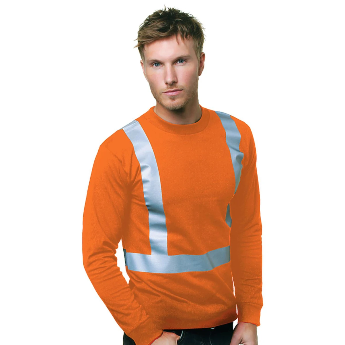 Class 2 USA-Made 100% Cotton Safety Long Sleeve T-Shirt 1