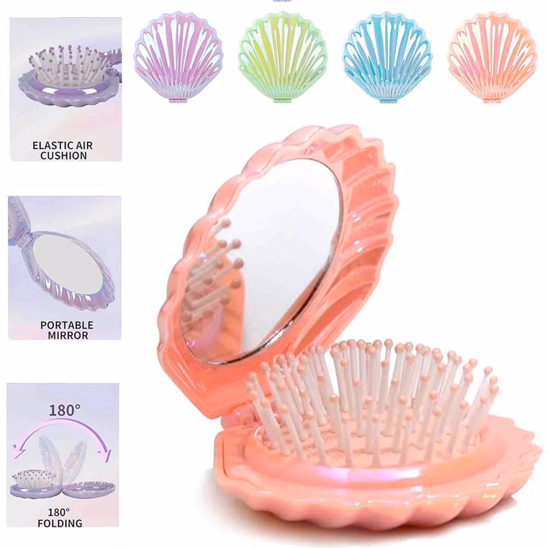 Hair Massage Comb Folding Hairbrush With Mirror