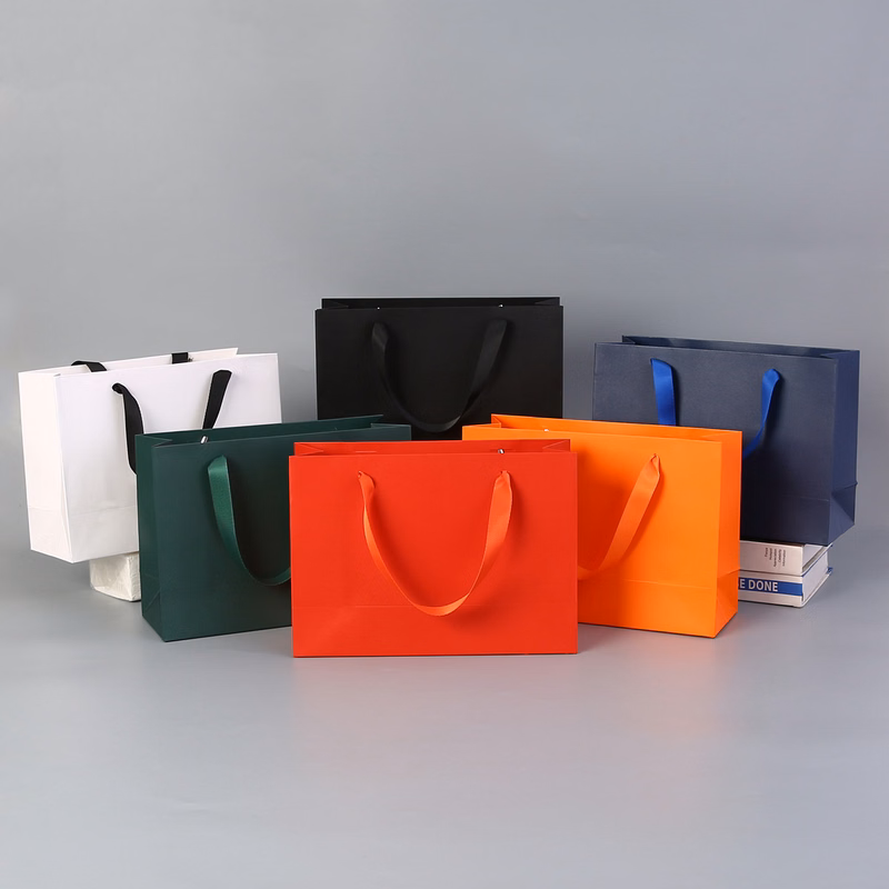 Premium shopping/gift paper bag with silk ribbon handles