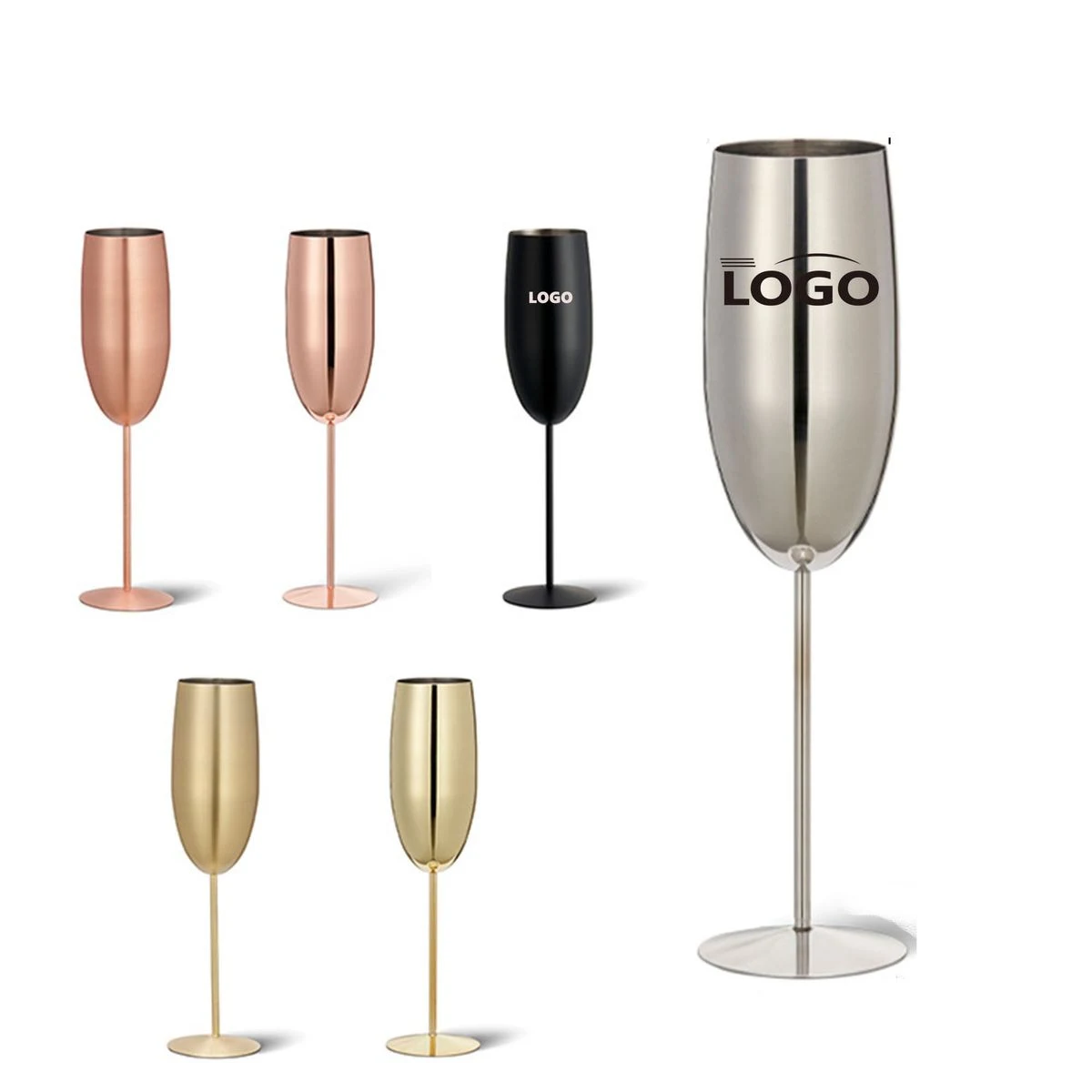 8OZ Stainless Steel Champagne Glasses Metal Flutes 1